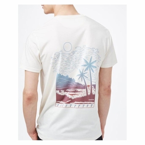 T-shirt pour homme à manches courtes, col rond, blanc, avec imprimé palmier au dos, coupe décontractée, jersey en coton respirant - Product Image 2