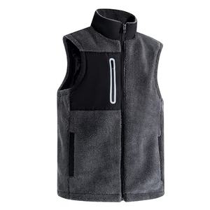 <b>Men's</b> Winter Sherpa <b>Fleece</b> Vests Stand Collar Zipper Closure Windproof Breathable Casual Outerwear Sherpa <b>Fleece</b> <b>Gilets</b> - Product Image 5