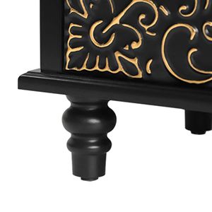 Black Wood Carved Floral <b>Sideboard</b> 2-Door Buffet Cabinet Decorative Accent <b>Storage</b> Credenza for Entryway & Living Room - Product Image 5