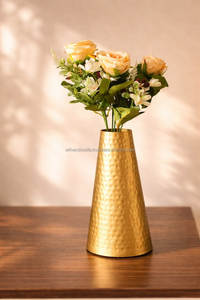 Minimalist Slender Tapered <b>Gold</b> Metal Tower <b>Vase</b> Sleek Matte-Finish Centerpiece Vessel for Hotel Receptions & Modern Living Room - Product Image 5