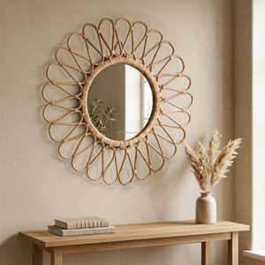 Handmade Bamboo Decorative Wall <b>Mirror</b> Round Rattan <b>Craft</b> <b>Mirror</b> for Gift Home Decor and Boutique Display - Product Image 5