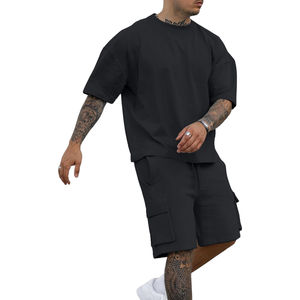Ensemble t-shirt et short confortable pour homme, vêtements de sport décontractés pour la gym et l'entraînement, deux pièces - Product Image 4