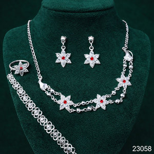 Último Modelo de MOLL JEWELLERS, Conjunto de Collar y Aretes Florales Chapados en Oro de 24K, con Circonitas, para Mujer, Regalo de Boda, Joyería de Tercera Marca - Product Image 4