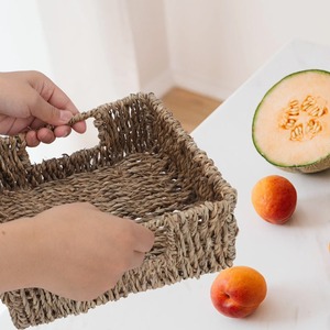 <b>Square</b> seagrass <b>basket</b> with attached handle Handmade Storage <b>Basket</b> Wholesale eco-friendly Made Viet Nam - Product Image 3