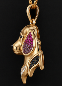 Collar con Colgante de Perro de Plata de Ley 925 Bañado en Oro con Zirconia, Cadena con Dije de Animal para Regalo o Fiesta - Product Image 3