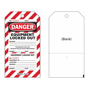 Étiquette de verrouillage perforée en deux parties Brady avec message de danger pour l'entretien des équipements - Product Image 1
