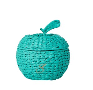 Cesta de Almacenamiento de Jacinto de Agua Verde con Tapa, Organizador de Juguetes Tejido con Forma de Fruta para Decoración de Habitación Infantil - Product Image 3