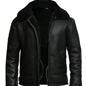 Veste en cuir pour homme 2026, col en fourrure noir, style bomber B3, matériau de qualité supérieure, veste de motard en cuir matelassé de haute qualité, authentique - Product Image 5