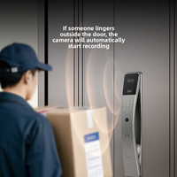 Serrure de porte intelligente avec écran HD 4,5 pouces - Déverrouillage par reconnaissance faciale, empreinte digitale, mot de passe, carte, télécommande, alimentation Type-C, stockage cloud, application Tuya, Wi-Fi, aluminium