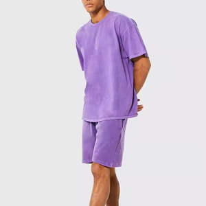 Ensemble deux pièces respirant pour homme en coton délavé, t-shirt oversize et short, vêtements de qualité supérieure en coton respirant - Product Image 2