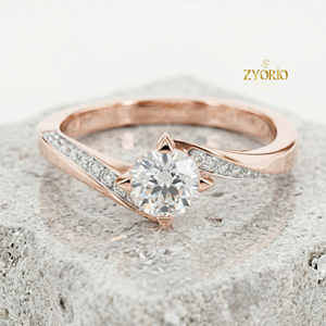 Round Cut Lab Grown Diamond 14K Gold Luxury <b>Solitaire</b> <b>Ring</b> Twisted Split Shank Women Engagement Wedding & Party <b>Ring</b> - Product Image 3