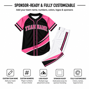 Conjunto de camiseta de béisbol para adultos, manga corta, estampado sublimado, absorbe la humedad, 100% poliéster, nombre del equipo, número personalizable - Product Image 2
