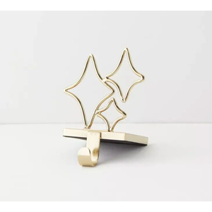 Soporte Moderno para Calcetines Navideños con Estrella Dorada, Gancho Metálico Ponderado para Chimenea, Colgador Minimalista Celestial para Calcetines Navideños - Product Image 1