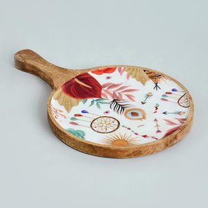 Mango Wood Pizza Serving <b>Tray</b> Stylish Round Snack Plate Decor Multipurpose Organizer & Gift Available for Sell At Lowest Price - Product Image 3