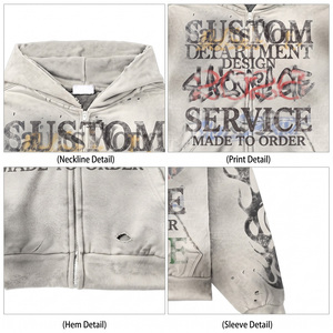 เสื้อฮู้ดซิปแบบสั่งทำพิเศษ ไซส์ใหญ่พิเศษ สำหรับผู้ชาย ผ้าหนา 450gsm พิมพ์ลายกราฟิก ทรงบ็อกซี่ฟิต สีซีดแบบฟอกแดด สไตล์วินเทจ ซิปแบบสั่งทำพิเศษ - Product Image 3