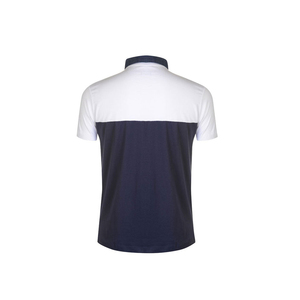 Polo de manga corta para hombre, corte regular, informal, con estampado de puntos, ribete en contraste, azul claro con cuello y puños en azul marino - Product Image 5