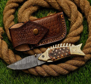 UA Supplies Customizable ODM/OBM Industrial/DIY Grade Damascus Steel 58 HRC Drop Point Honeycomb Wood Handle Razor Sharp <b>Knife</b> - Product Image 1
