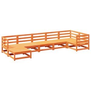 Grand ensemble de canapés de jardin pliables en pin massif brun, mobilier d'extérieur haut de gamme - Product Image 2