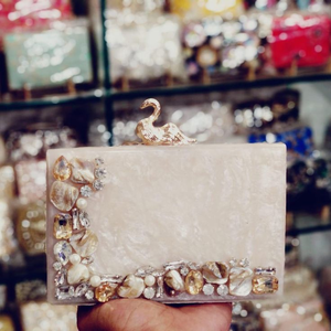 Buy Bridal Resin <b>Clutch</b> for Women, Indian <b>Clutch</b> With Embellishments, Hand <b>Clutch</b> for Wedding Party Gift and <b>Brides</b> - Product Image 3
