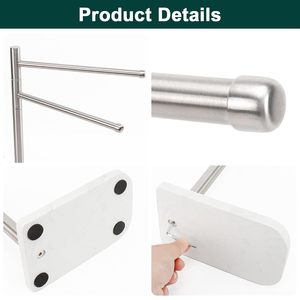 Toallero de mano en forma de F con base de mármol y barra colgante de acero inoxidable para decorar tu baño a un nivel superior al mejor precio - Product Image 3