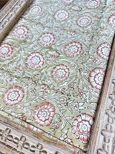 Mantel de Algodón Grande de Lujo Hecho a Mano con Estampado Artesanal, Brillante y Original con Diseño Floral Aqua, Lavable, para Comedor de Otoño e Invierno - Product Image 2