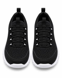 Zapatos Deportivos Negros de Malla Transpirable para Hombre con Cordones y Suela Blanca - Product Image 2