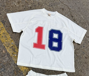 Maillot de football personnalisé surdimensionné en maille, coupe courte et carrée, style rétro streetwear, t-shirt de football pour homme - Product Image 6