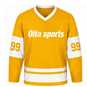 Men Yellow <b>Ice</b> Hockey Jersey Long Sleeve Polyester Sports Shirt Match Training Team Wear Performance Clothing - Product Image 1