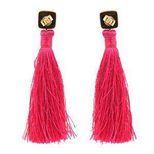 Pendientes Largos con Borlas Rosadas y Piedra de Labradorita Natural, Baño de Oro, para Mujer - Product Image 3