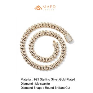 Collier Hip Hop en laiton plaqué or 18 carats avec moissanite, chaîne à maillons croisés, pour femmes et hommes, cadeau élégant, bijoux fins de la ville de New York, anniversaire - Product Image 6
