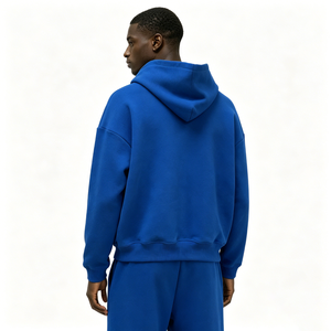 Sudadera con Capucha Extra Grande para Hombre, Azul Sólido, Felpa de Algodón, Ropa Casual de Otoño, Sudaderas con Capucha para Hombre - Product Image 5