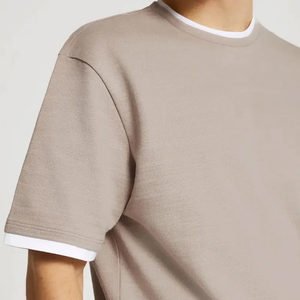 เสื้อยืดผู้ชายสีดำผ้าฝ้ายหนาพิเศษ-ผ้าฝ้าย 100% แห้งเร็ว ระบายอากาศได้ดี แขนสั้น ทรงปกติ สวมใส่สบาย - Product Image 6