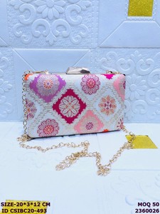 Wholesale Craftstages International Women Solid <b>Clutch</b> Bag Chain | Designer <b>Wedding</b> Party Evening Handbag 1-1.9L Capacity Satin - Product Image 3