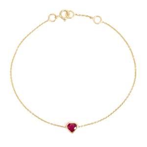 14K Gold Heart <b>Ruby</b> Chain <b>Bracelet</b>-Rose Gold & Rhodium Plated Options - Product Image 5