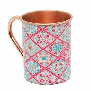 Taza de cobre con estampado de azulejos marroquíes y patrón geométrico colorido, vajilla de diseño para el hogar, cafetería, hotel y regalos. - Product Image 3