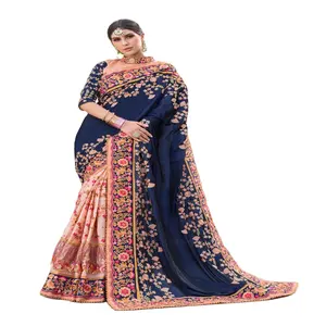 Heavy Georgette heavy Tread Flower and stone hand work saree con contra fancy camicetta per ragazze per feste e abbigliamento casual