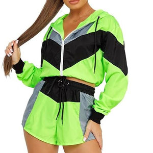 Conjunto de Pantalones Cortos y Chaqueta Cortavientos de Poliéster Ligero PreNext Personalizado para Mujer, Impermeable, Hasta la Rodilla, Color Sólido, con Logotipo Personalizado, Ropa Urbana - Product Image 3