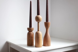 Wooden Candlestick Holder Tapered Design Ball Shape Home Decorative Tabletop Accent By Universal Overseas INDIA - Product Image 5