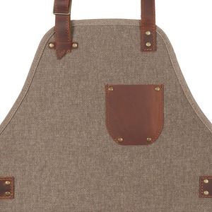 Delantal Industrial Duradero de Lona y Cuero con Cremallera, Ajustable, con Tirantes Cruzados, para Chef, Barista, Barbero, Carpintero, Taller, Modelo LCA-0046 - Product Image 3