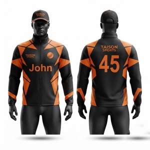 Premium 220 GSM Polyester Tricot Cricket Training Pullover Hooded <b>Fleece</b> Waterproof Unisex Black <b>Orange</b> Custom Heat Transfer - Product Image 1