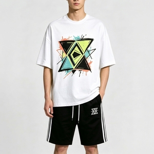 T-shirt à manches courtes pour homme Zhilian, coupe classique, vert fluo, broderie sur le devant, col rond décontracté, jersey 100% coton respirant - Product Image 4
