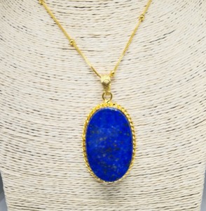 สินค้าขายดีล่าสุด Lapis Lazuli วินเทจอัญมณีชุบทองจี้เครื่องประดับแฟชั่นคริสตัลสีฟ้าขายส่ง - Product Image 6