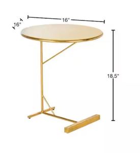 Elegant <b>Round</b> Antique Gold Drink <b>Table</b> Mid-Century Ribbed <b>Bedside</b> End <b>Table</b> - Product Image 4