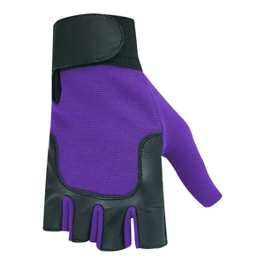 Gants de cyclisme demi-doigts en cuir violet et noir, respirants, pour entraînement en salle de sport, unisexe, fermeture à enfiler - Product Image 2