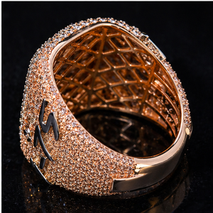 Personalized Religious 925 Silver Men's <b>Iced</b> Custom Initial Letter Number Moissanite Cocktail Pave Set Rhodium Plated Fine <b>Rings</b> - Product Image 3