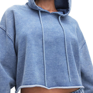 Sudadera Corta con Capucha para Mujer, Manga Larga, Color Sólido, Tejida, Transpirable, Estilo Casual para Otoño - Product Image 6