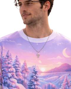 Sweat-shirt personnalisé imprimé en 3D avec paysage d'hiver violet rose, col rond décontracté pour homme, sublimation personnalisée, haut d'automne et d'hiver - Product Image 2