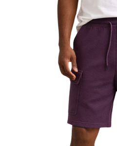 กางเกงขาสั้นคาร์โก้สีม่วงพลัมสำหรับผู้ชาย เอวยางยืด มีเชือกผูก สไตล์ลำลอง สตรีทแวร์ กระเป๋าหลายช่อง กางเกงขาสั้นฤดูร้อน รับทำโลโก้ตามสั่ง ผู้ผลิต OEM - Product Image 4