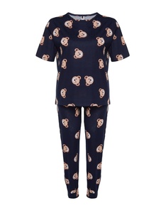 Conjunto de pijama de punto de poliéster y algodón Vintage para mujer, conjunto de pijama de moda informal para primavera, verano y otoño - Product Image 4
