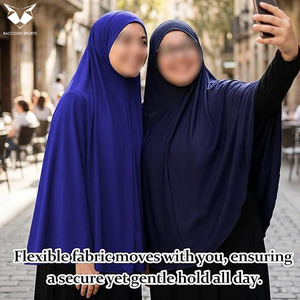 Hijab Abaya Couvrant Entièrement de Couleur Bleue, Style Modeste, Vêtement Islamique Ample et Respirant, Foulards Hijab pour Femmes, Usage Quotidien - Product Image 4